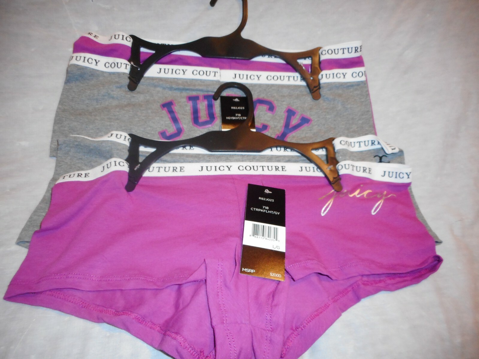 2 P/CS Juicy Couture Boys shorts Panty Gray& Burgandy Sizes Medium & Large