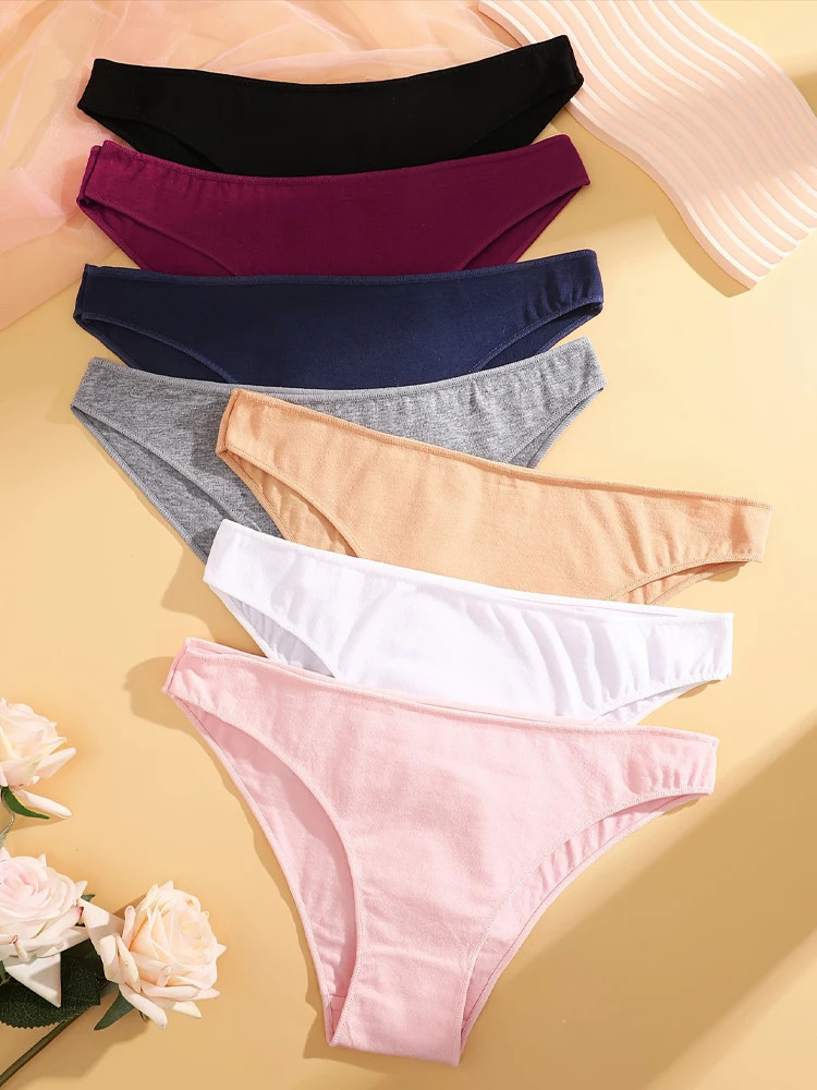 4pc Seamless Cotton Panties Women Low Waist Briefs Stretch Breathable Lingerie