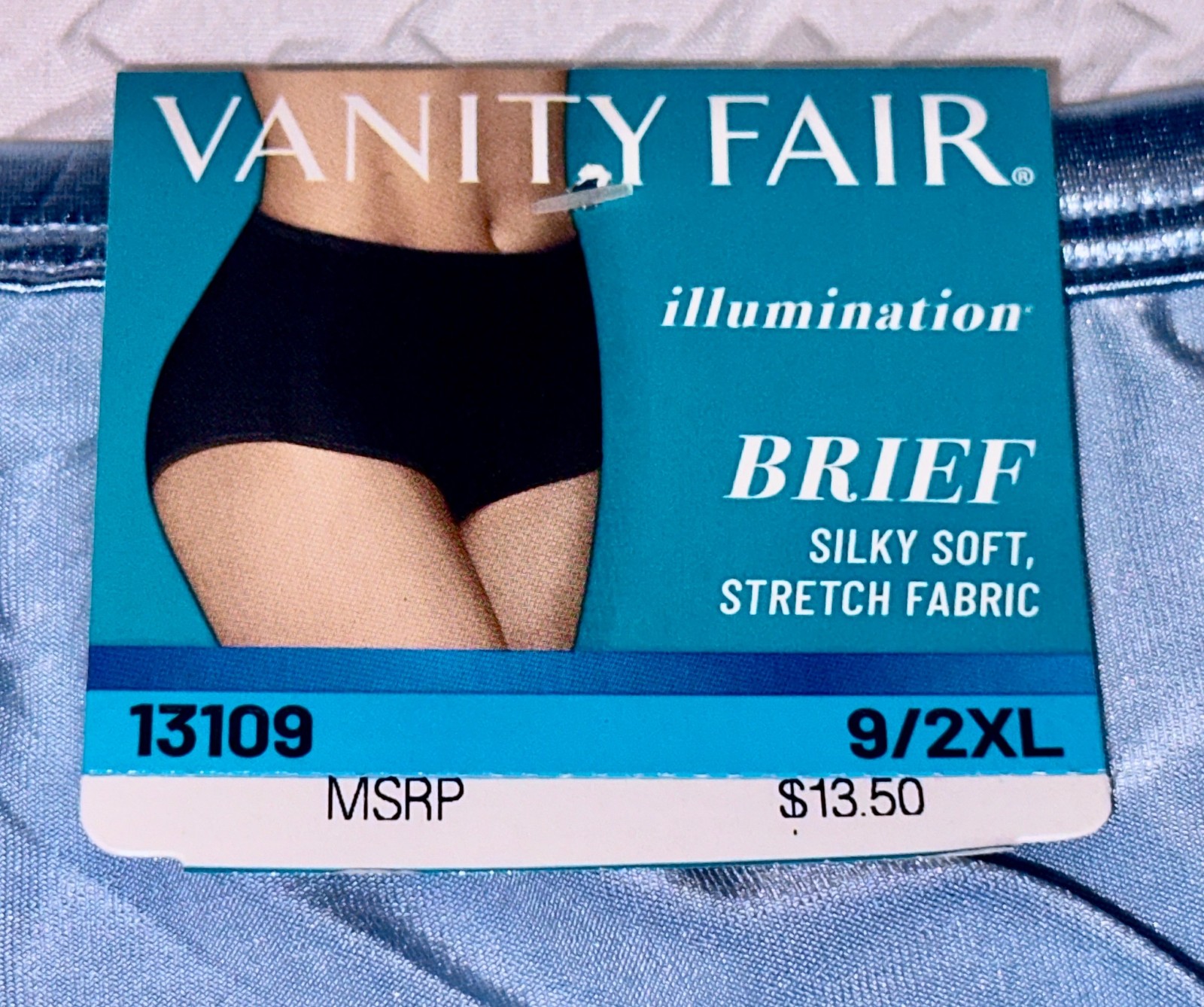 VANITY FAIR Shine Illumination Morning Rain Blue Brief Panty Womens Sz M 6 2XL 9