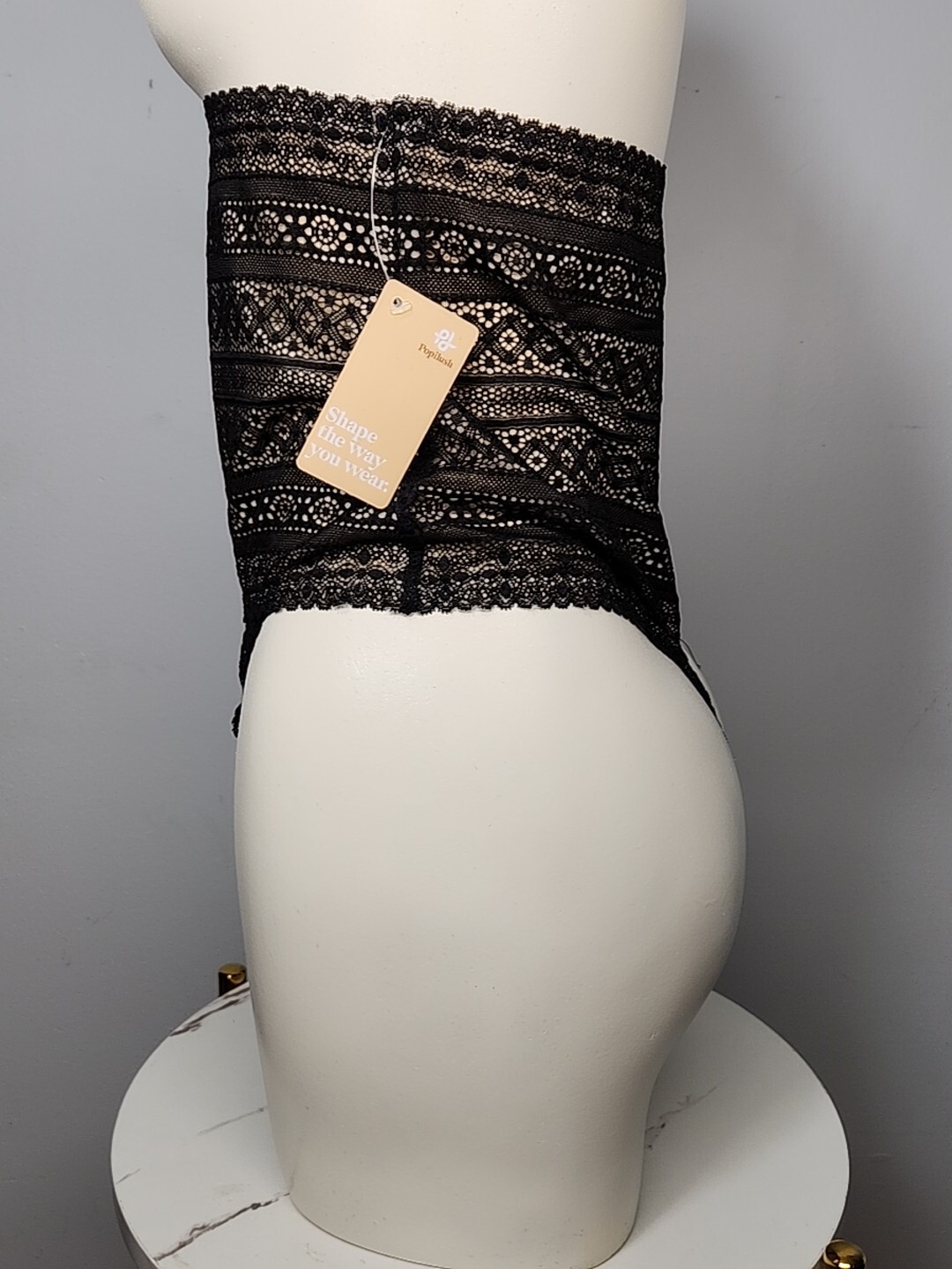 Nwt Popilush Shapewear Panties High-waisted Underwear Lace Thong Black Size XXL