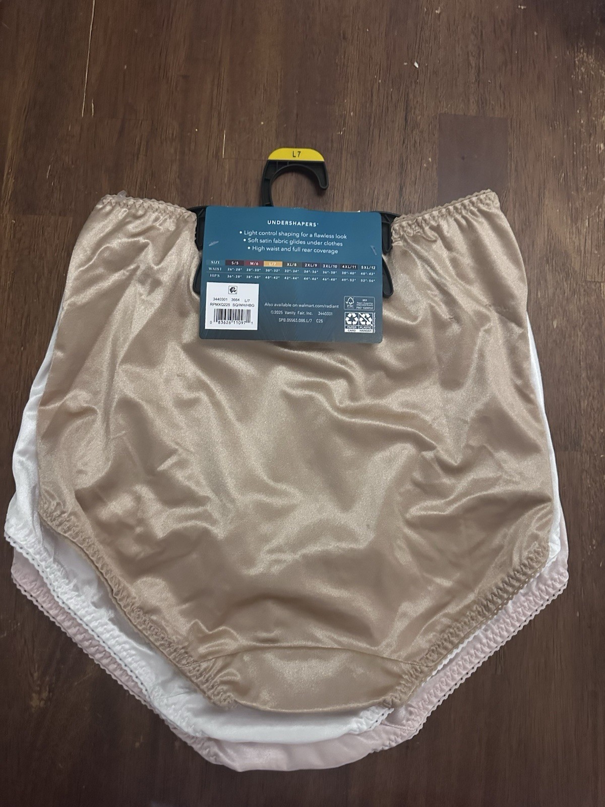 Vanity Fair Radiant Undershapers Brief Panties 3 Pack L/7 Beige White Pink