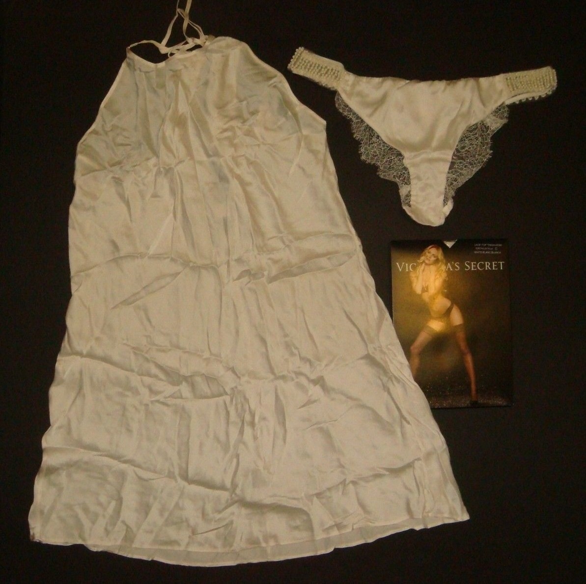 NWT Victoria’s Secret M SLIP+M panty beaded IVORY coconut white 100% SILK BRIDAL