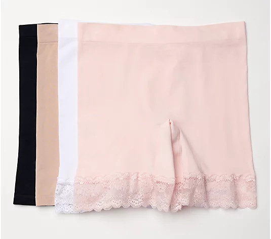 Breezies Seamless Smoothing Mid-Thigh Short Set of 4-Basic-1X-NEW-A374503