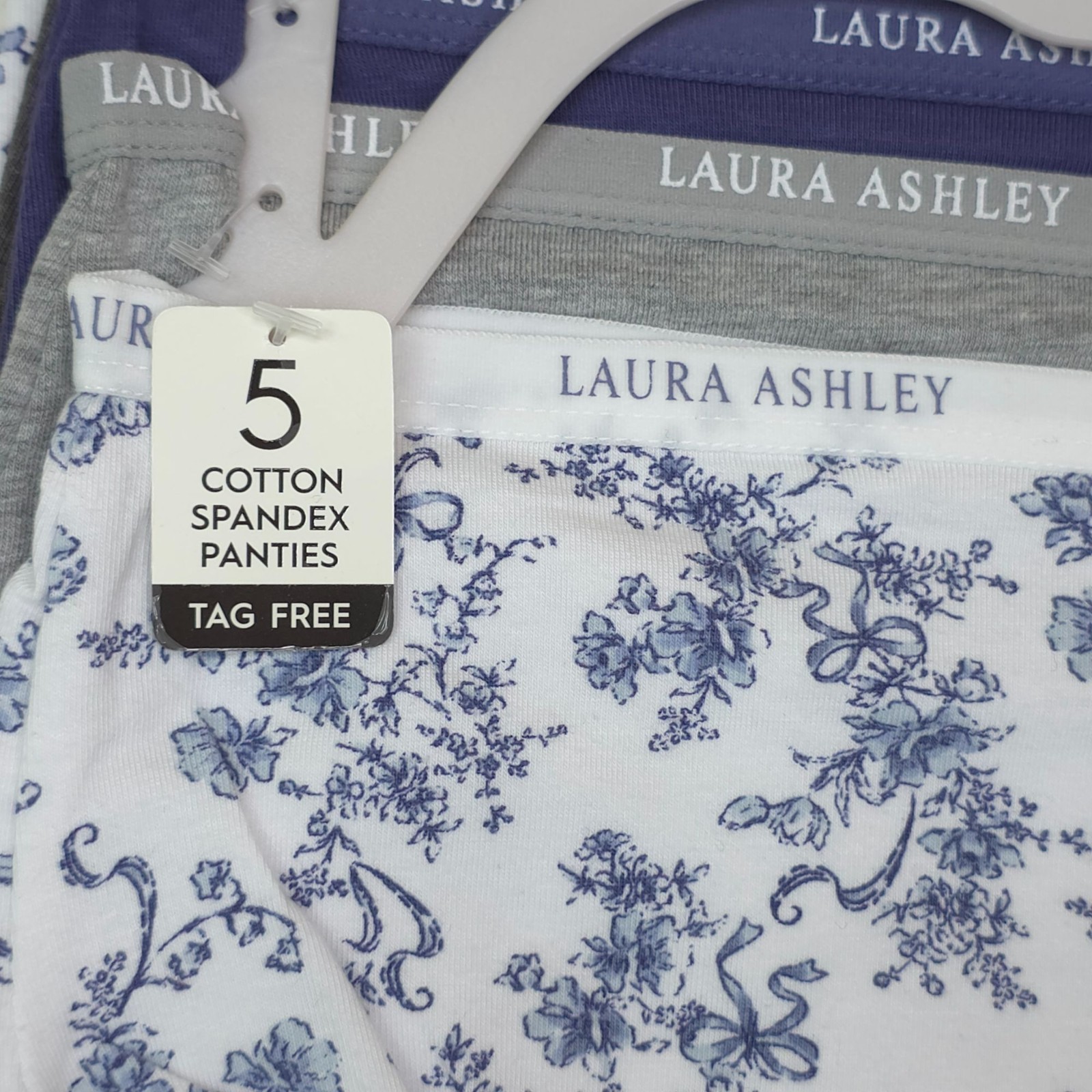 Laura Ashley Womens 5-Pack Cotton Spandex Panties Small Floral & Solid Tag Free