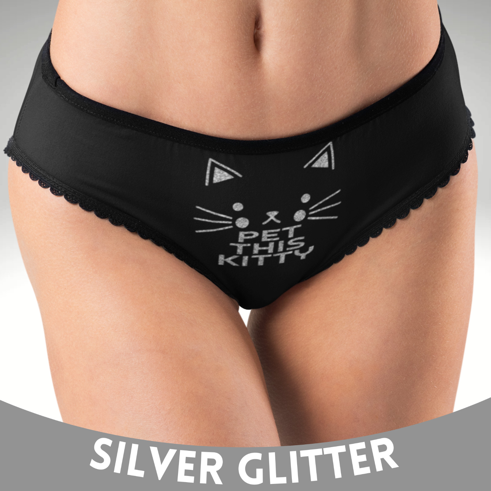 Pet This Kitty Hipster Panties Cute Cat Graphic Flirty Cotton Underwear