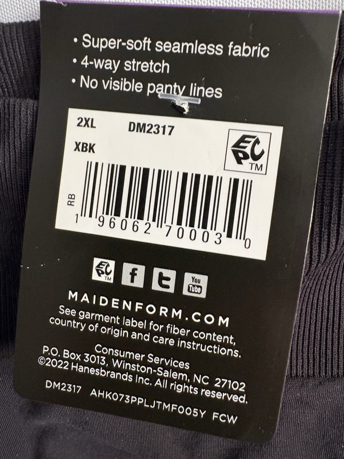 NEW Maidenform Seamless High Leg Bikini Black Women’s DM2317 Size 2Xlarge 2 Pair