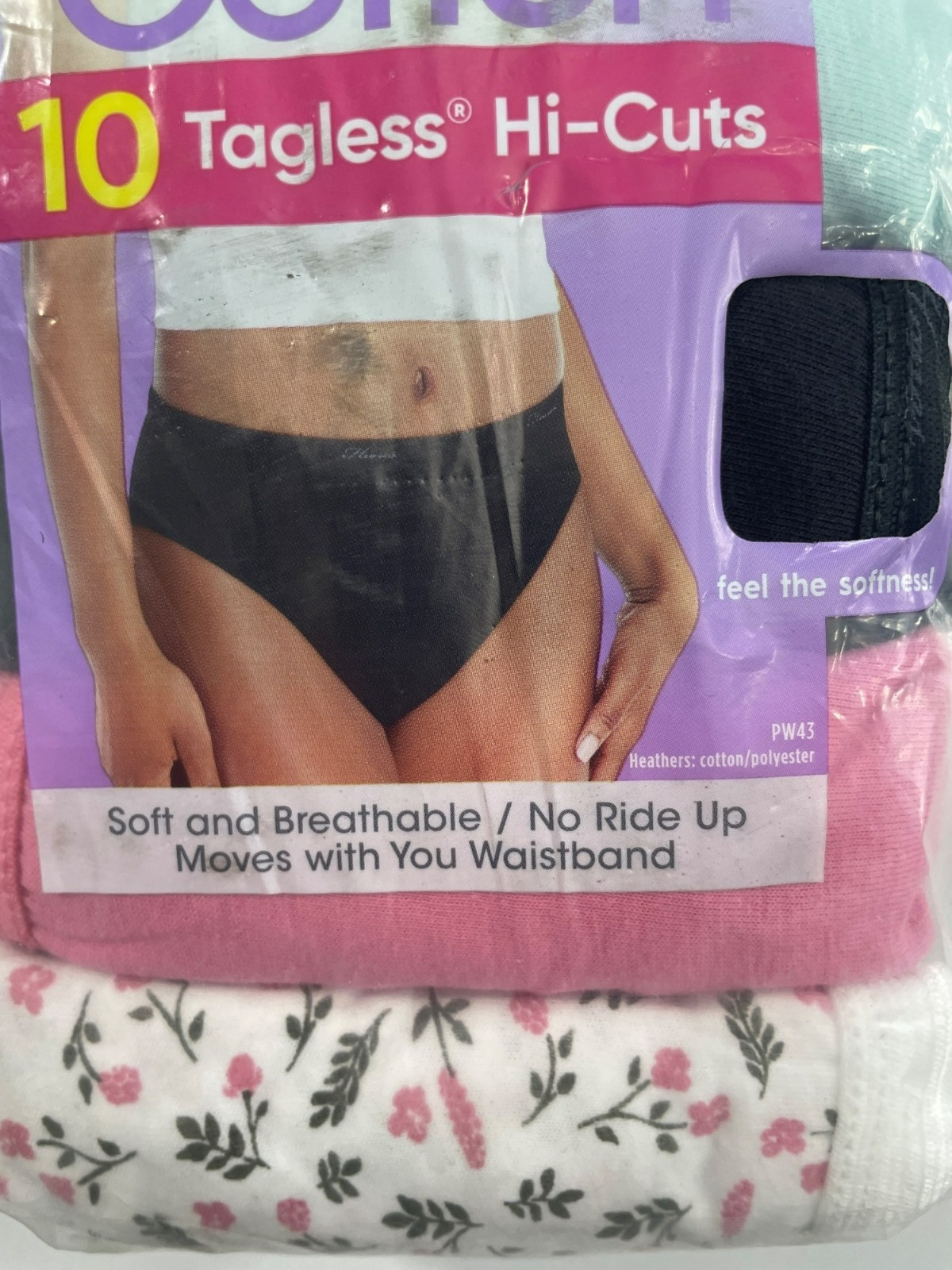 Hanes 10-Pack PantiesTagless Hi-Cuts Breathable Cotton Size 10/3XL SEALED NEW