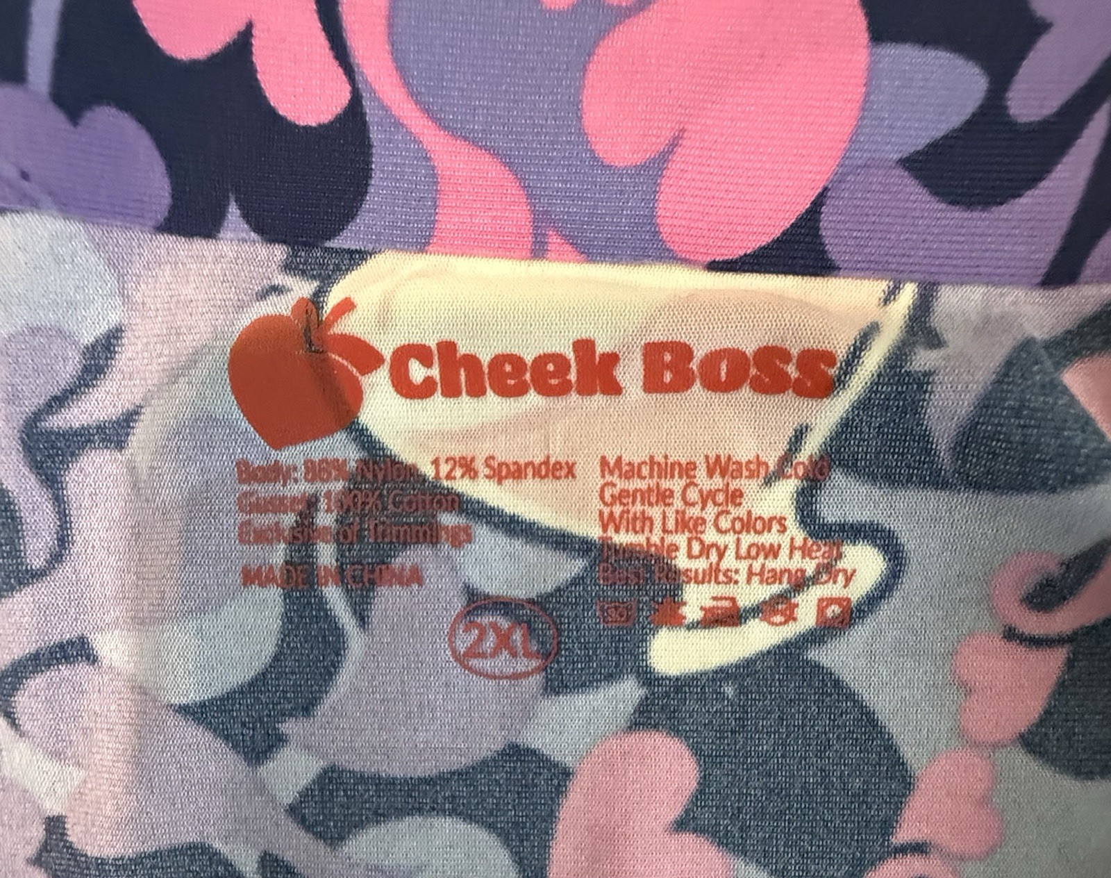 Cheek Boss High Waisted Underwear 2XL Purple Heart Print Stretchy Panties NWT