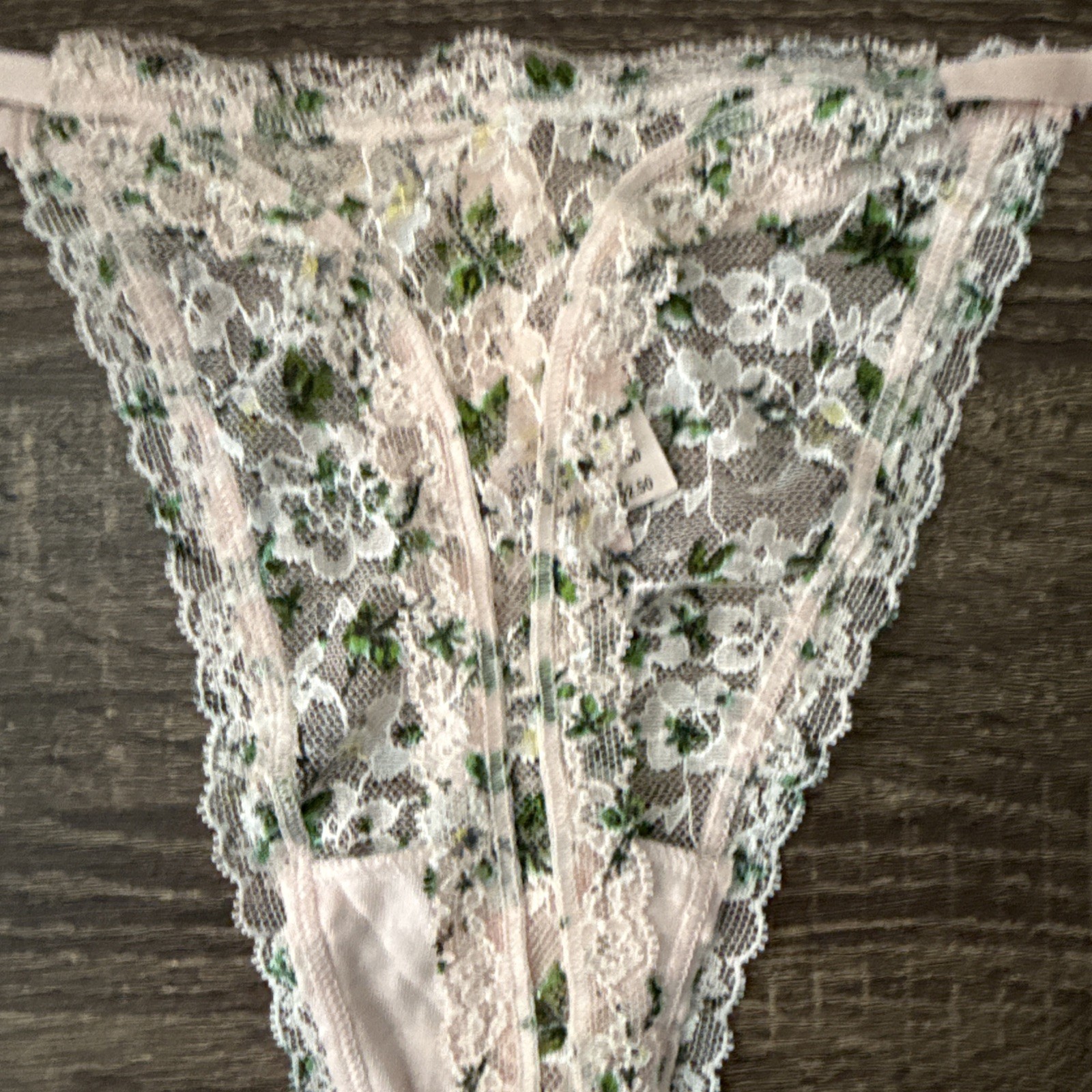 Victoria’s Secret Large Light, Pink Floral Lace String, Thong Panties