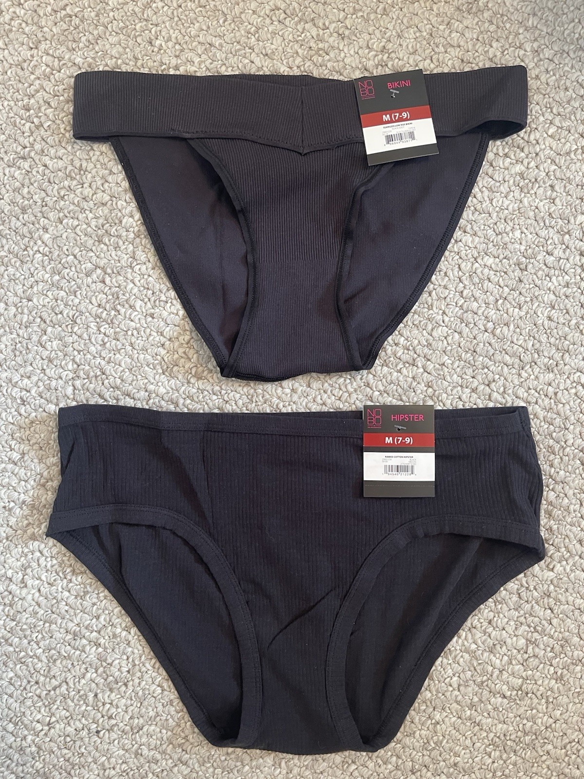 NWT! Lot 2 Women’s NO BOUNDARIES Size Medium (7/9) Black Bikini &Hipster Panties