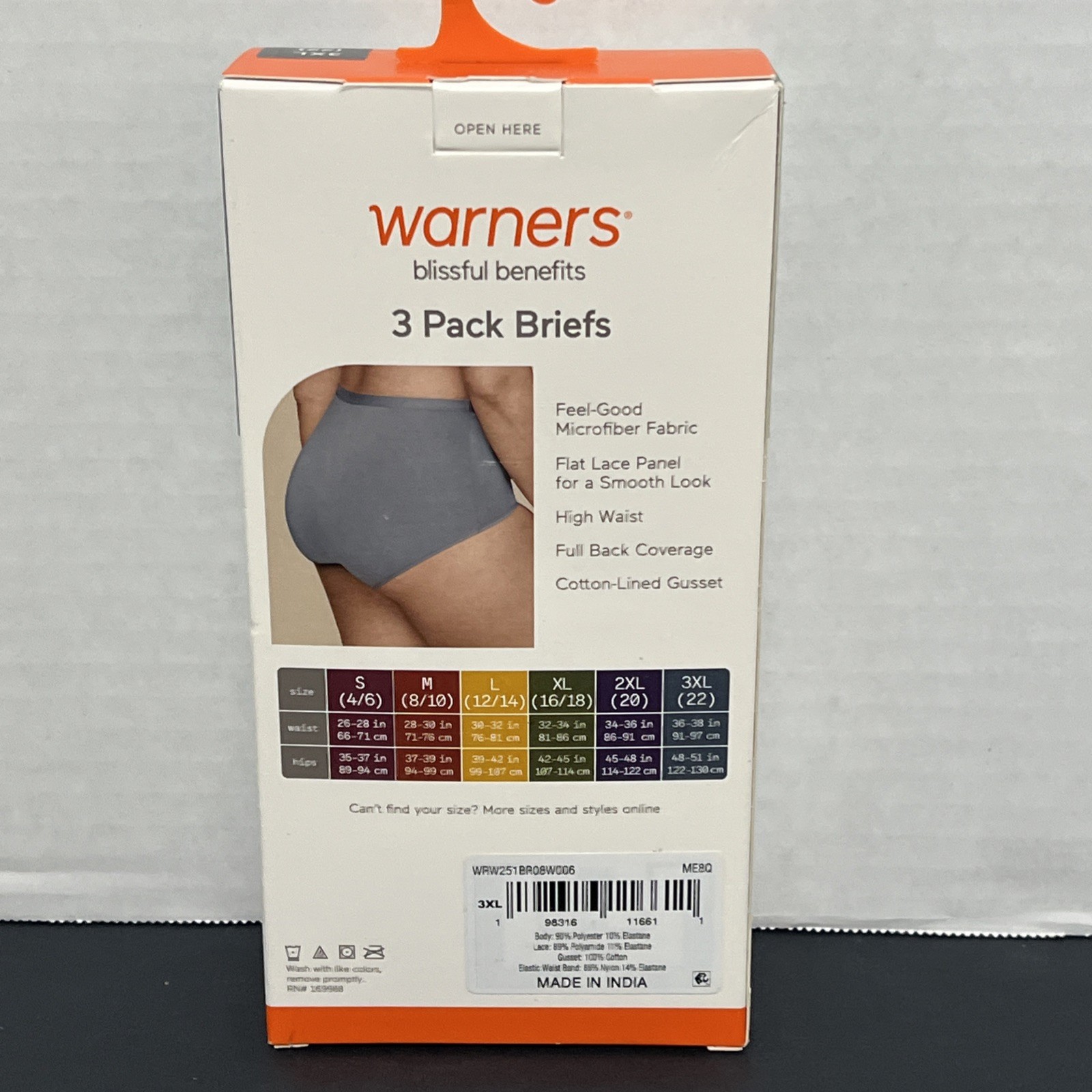 Warners Blissful Benefits Briefs Microfiber Tummy Smoothing – 3Pack/3XL/22- NIP