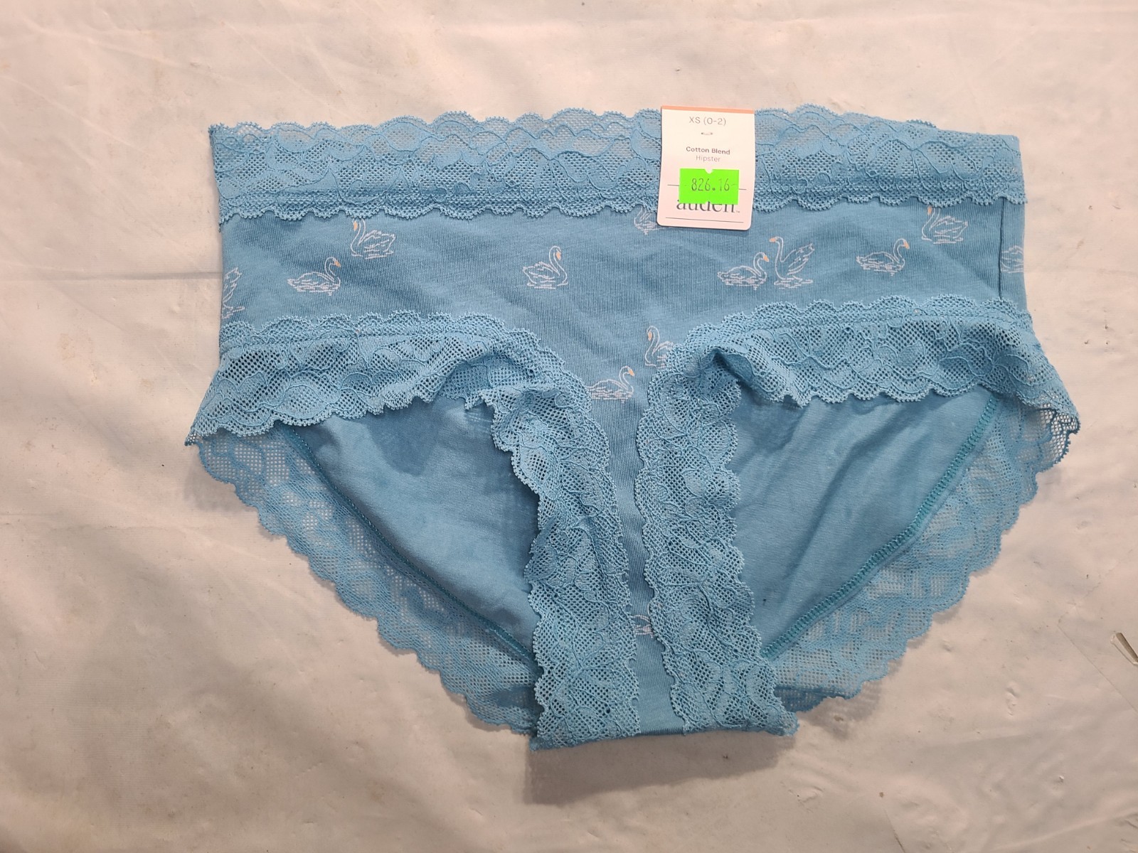Women’s Cotton Blend HipsterUnderwear with Lace Auden Turquoise Blue XS