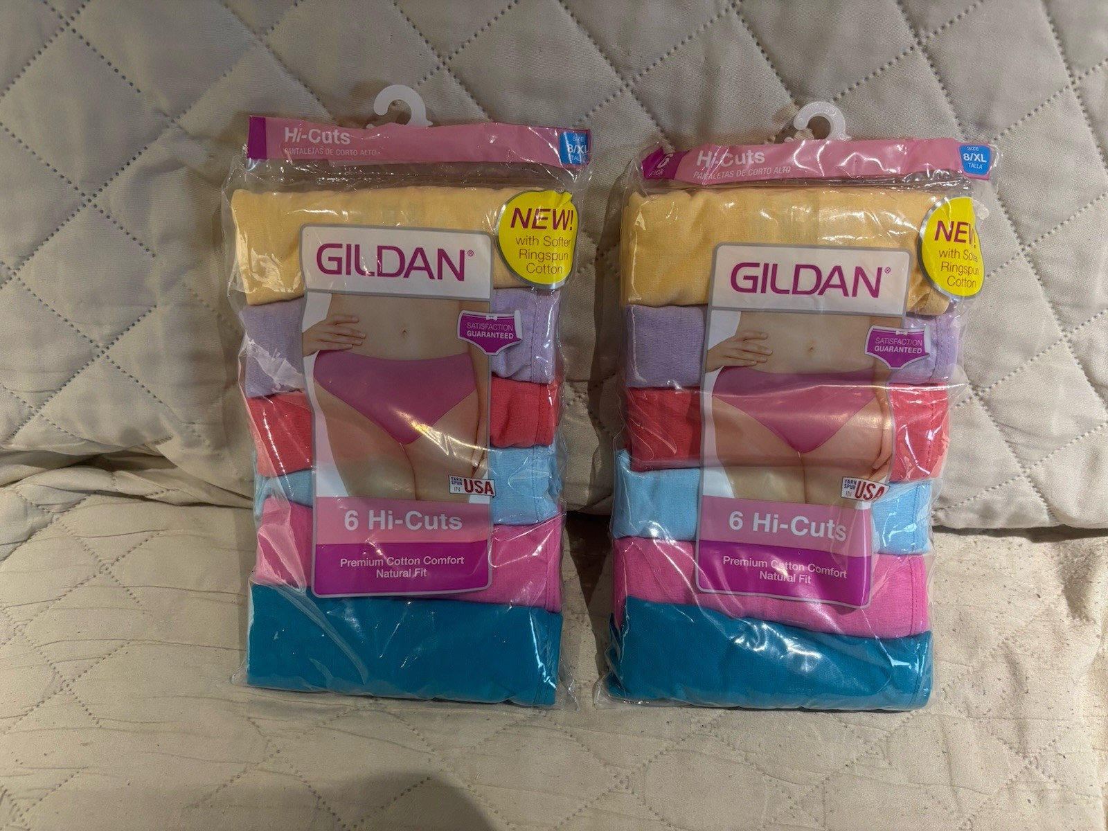 LOT OF 12 NEW Gildan Women’s Hi-Cuts Cotton Underwear Size 8 XL SHIPS FREE