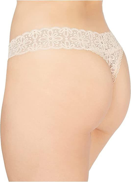 Jenni Plus Size Lace Thong Panties Chai One Size 1X-3X