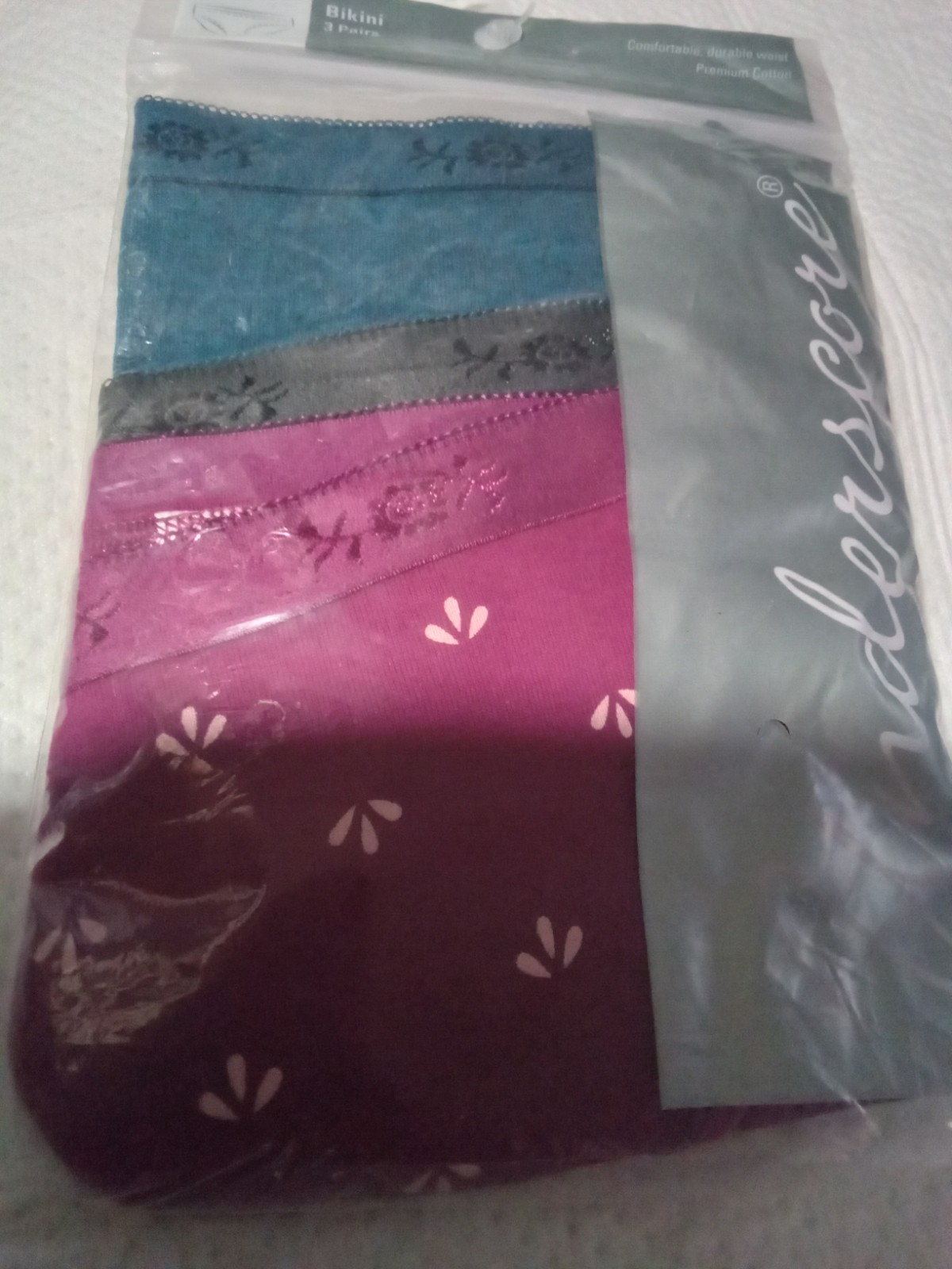 Underscore 3 Pack Ladies Cotton Bikini Panties Size 6/m
