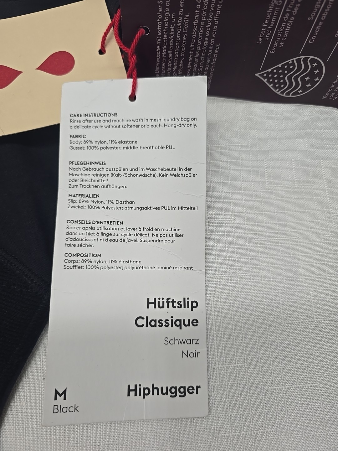 Thinx Period Proof Hiphugger Underwear in Black Size M Super Absorbency