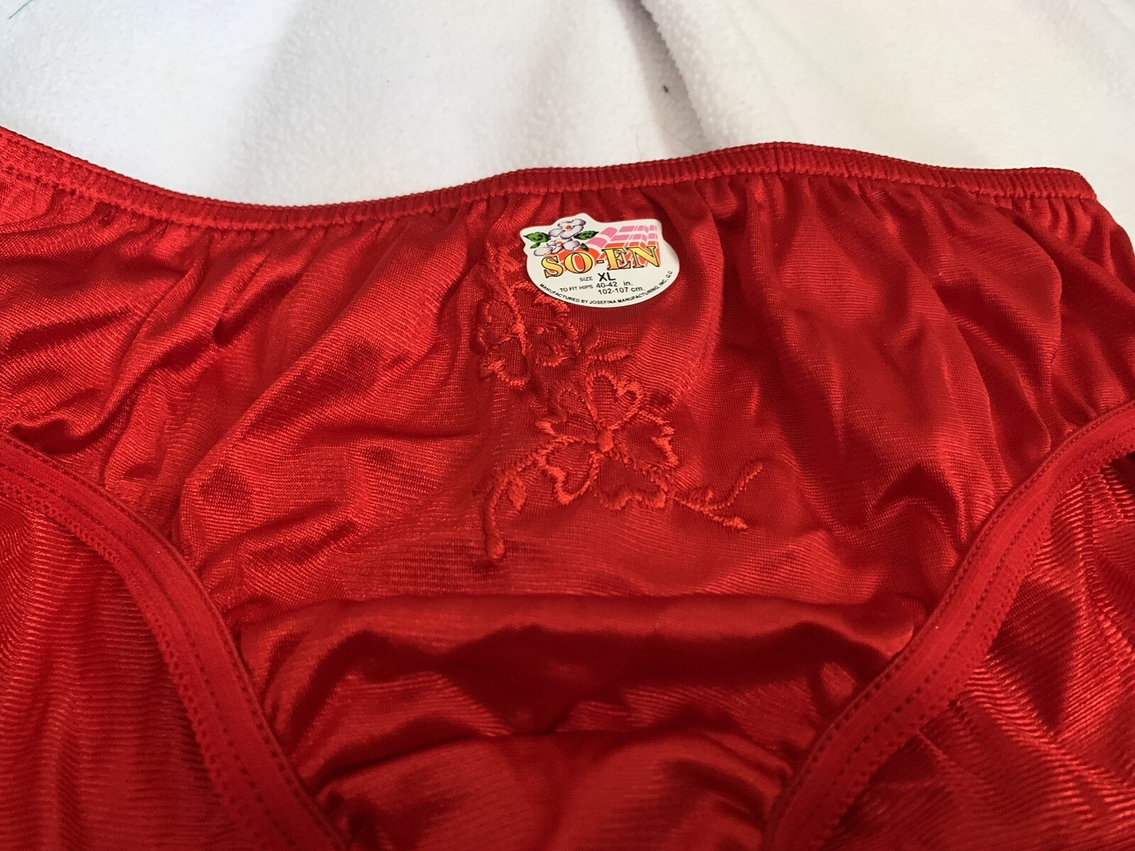 Nwot 100% Nylon Red brief panties XL With Nylon Satin Gusset