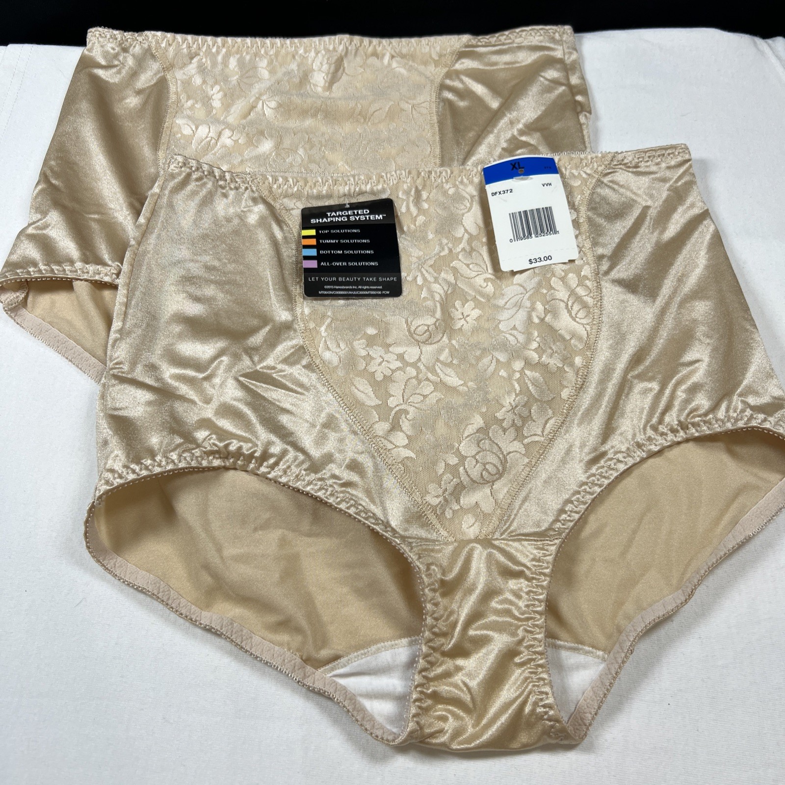 Bali Brief Underwear Womens XL Light Tummy-Control Panties Lace Support 2pk X372