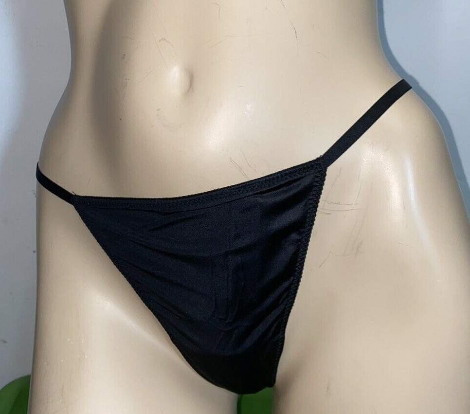 Victoria’s Secret Thong Panties Very Sexy Black Shine Small Embellish NWT