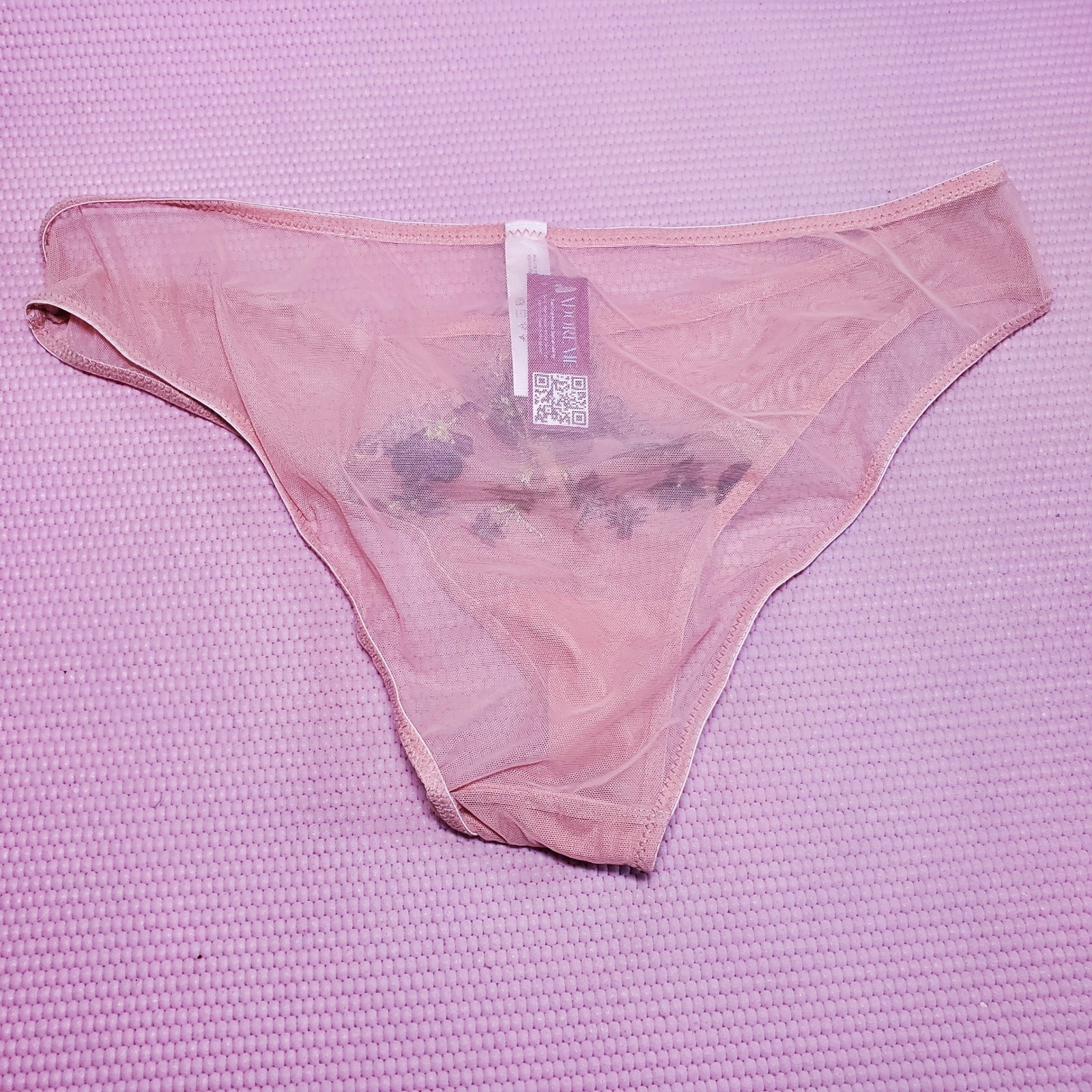 Adore Me Whimsical Embroidered Floral Bikini Panty Sexy Pink Purple Mesh Size M