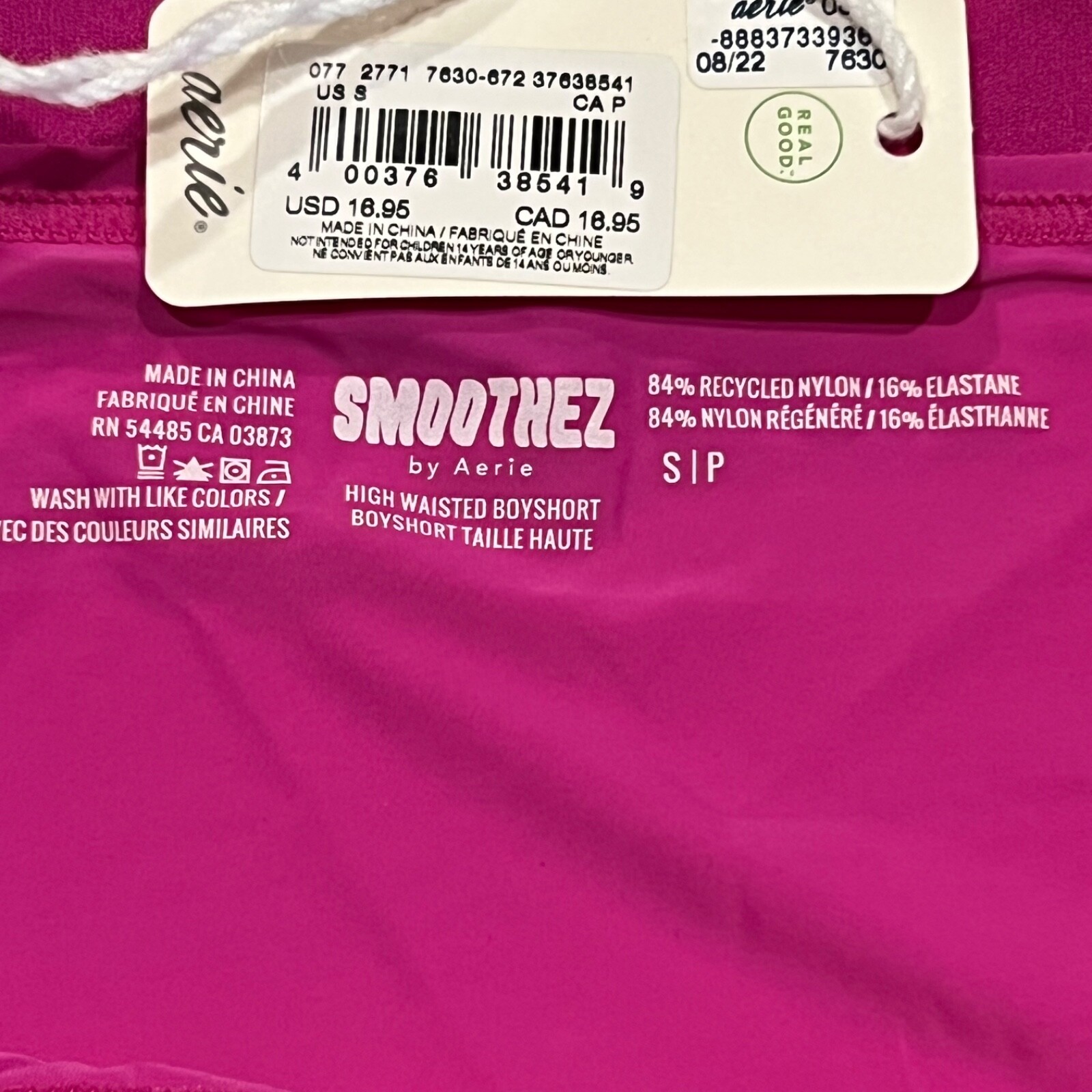 NWT AERIE Smoothez High Waisted Boyshort Pantie Sz XS-S-M-L-XL Fuchsia Pink