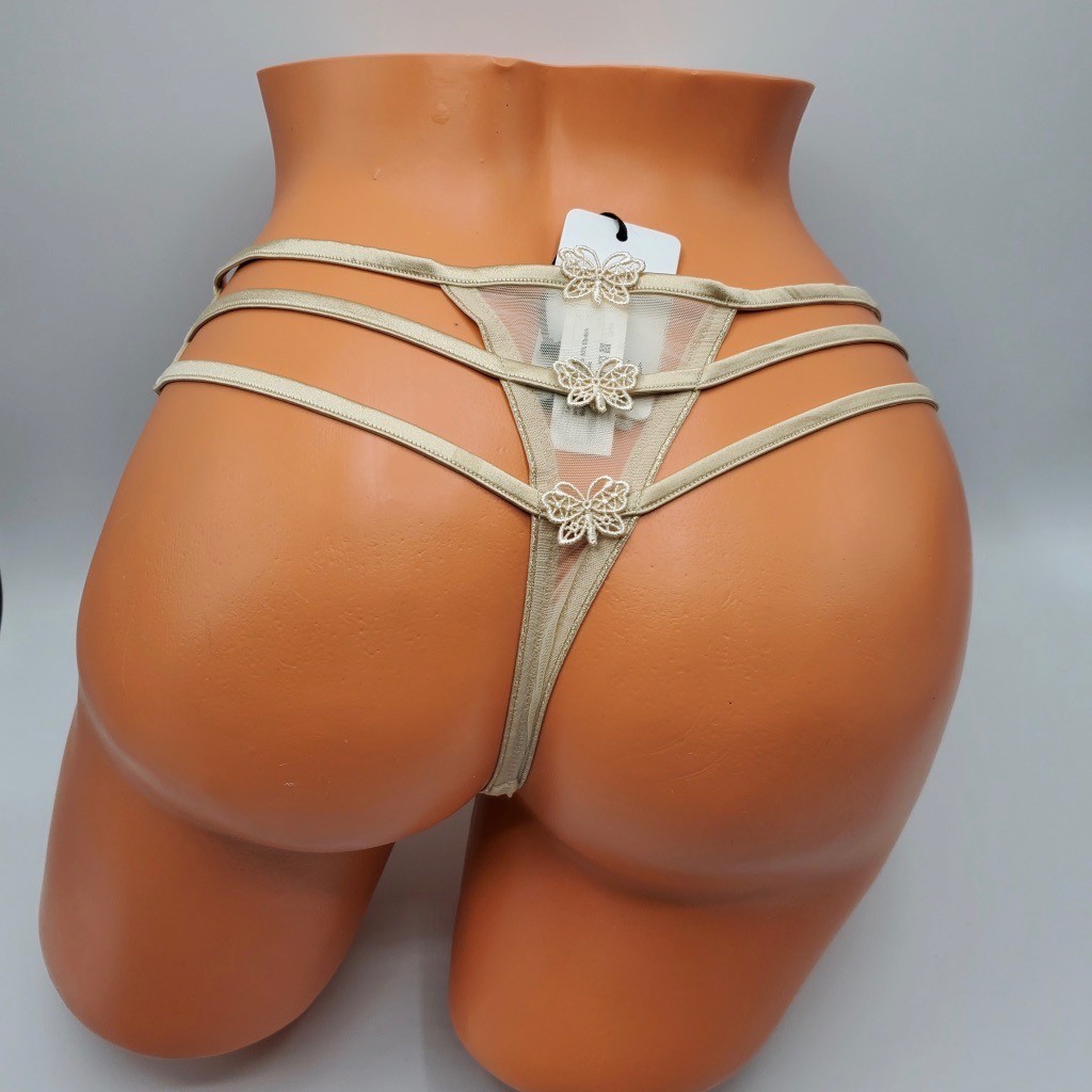 Millesia Very Sexy Mesh / Lace Sheer Strappy Thong Size M NWT  