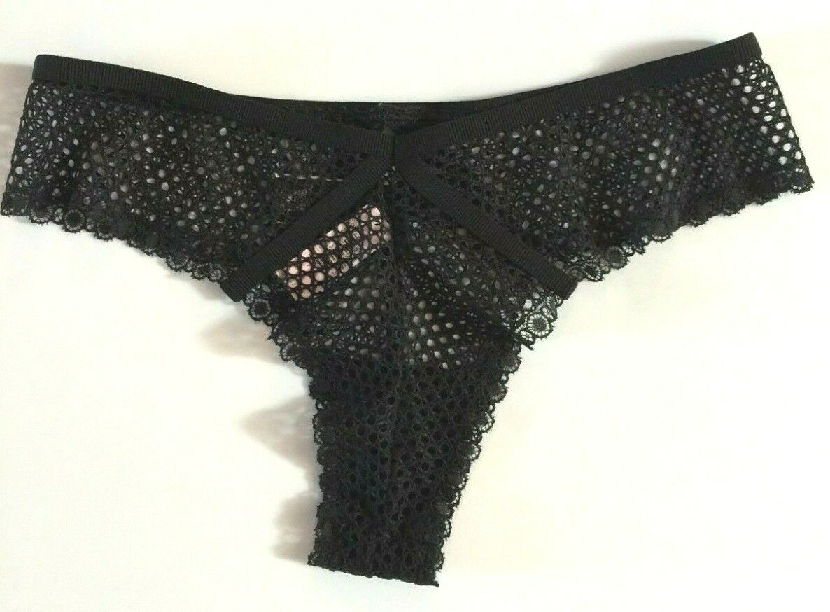 Victorias Secret Black Fishnet Brazilian Panties Size S Very Sexy Split Waist