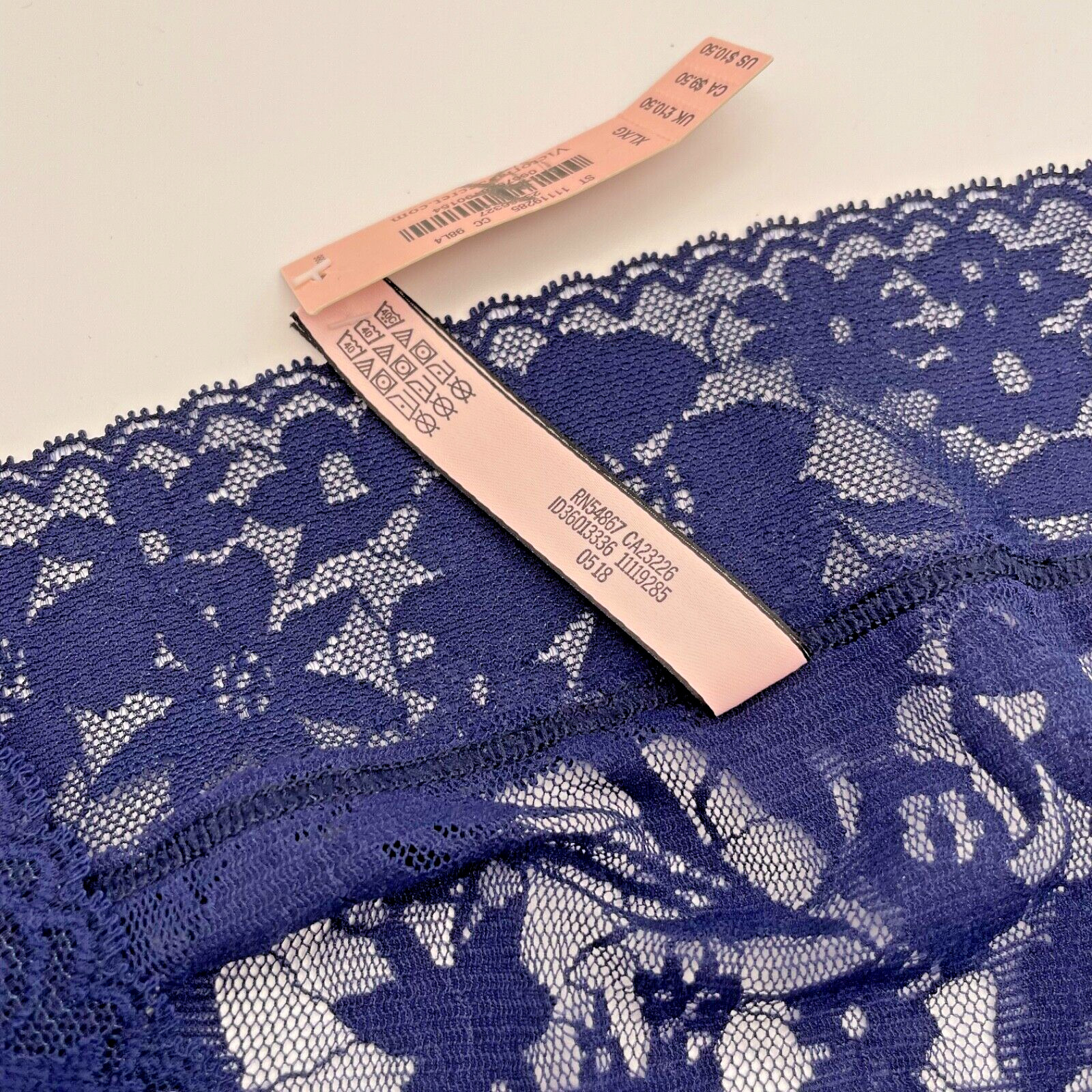 Victoria’s Secret Navy Chantilly Lace Wide Waistband Hiphugger Hipster Pantie XL