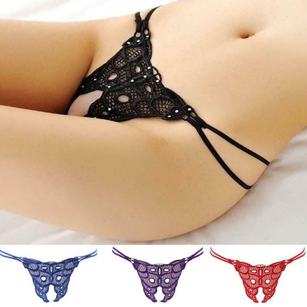 Women’s Lace Panties Crotchles Underwear Thong Sexy Lingerie Butterfly G-string
