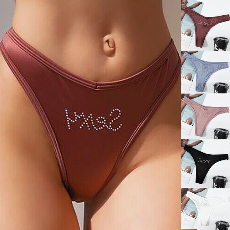1/5 Pack Lot Women Sexy Satin Panties Vintage High Cut Thong G-string Underwear