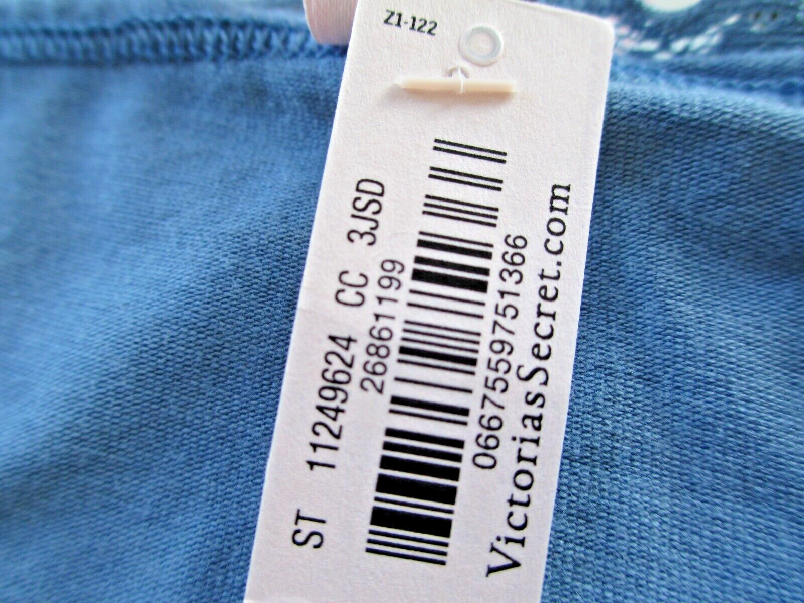 VICTORIA’S SECRET Cotton Bikini Panty S SMALL Faded Denim Blue NWT Lace Trim VS