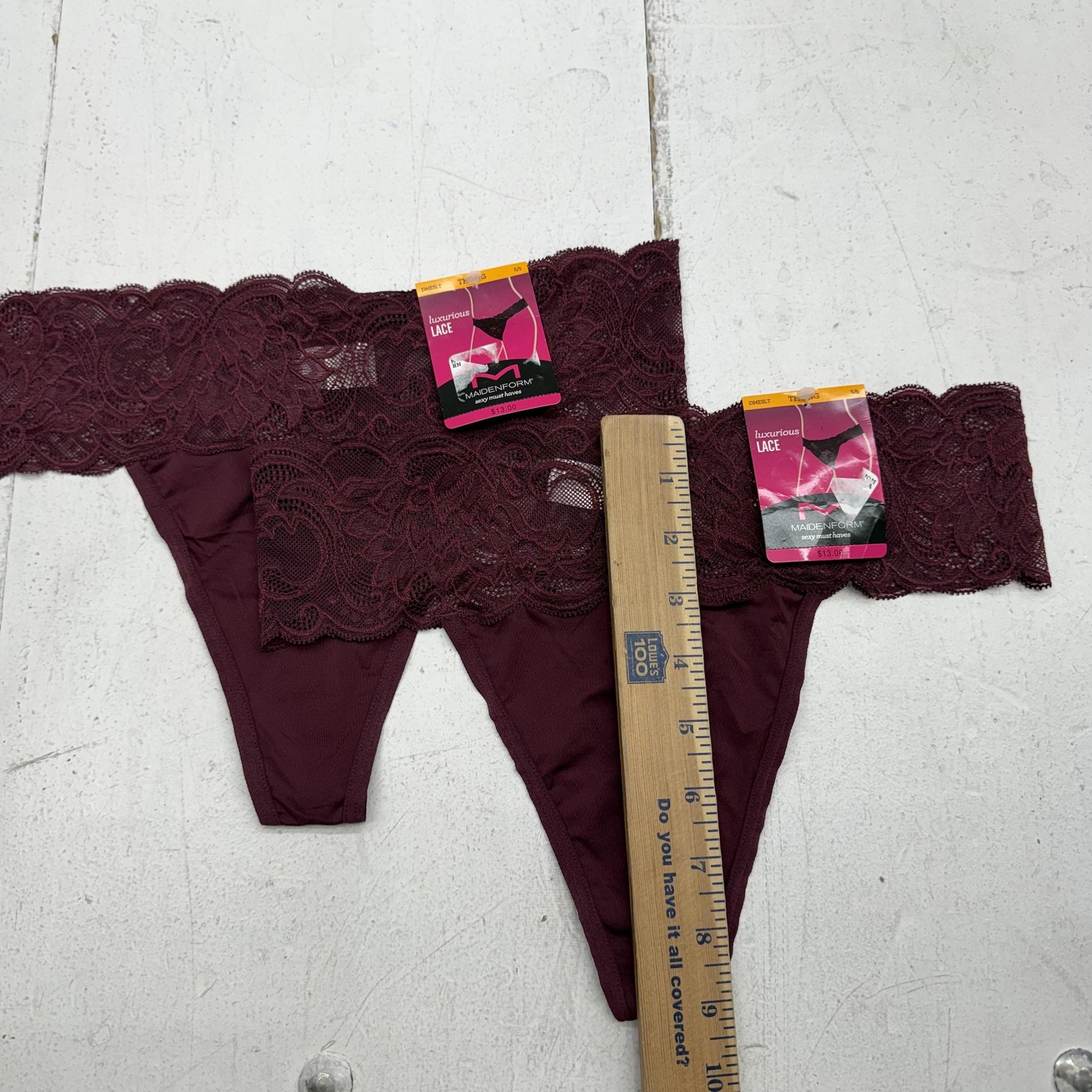 Maidenform Thong Panties Womens Small Red Lace Sheer Stretch 2 Pack Underwear