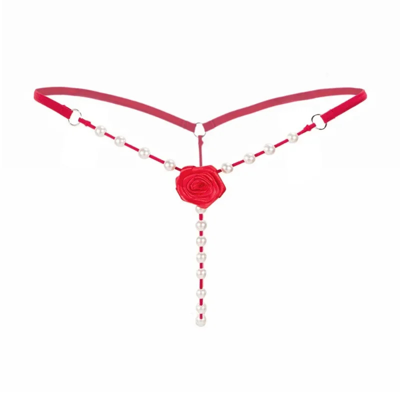 Low Rise Beaded G String Panties Women’s Floral Strap Detail Thong Lingerie
