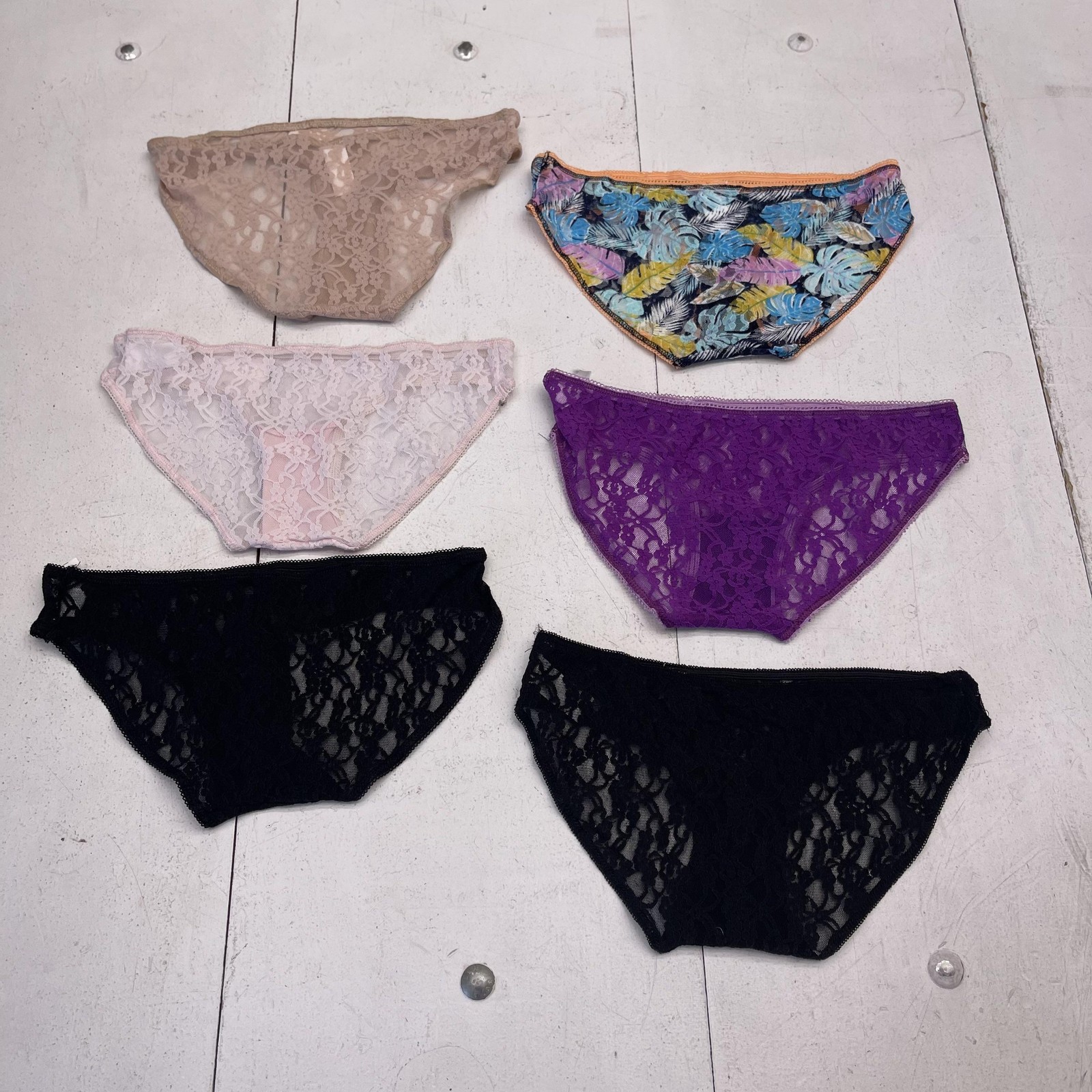 See Through Bikini Panties Womens Medium Multicolor Lace Sheer 6 Pack Stretch
