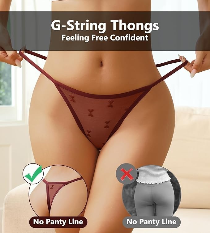 Bragas Sexy para Mujer 5Pack Ropa Interior Sensual Tanga de Encaje Patrón Floral