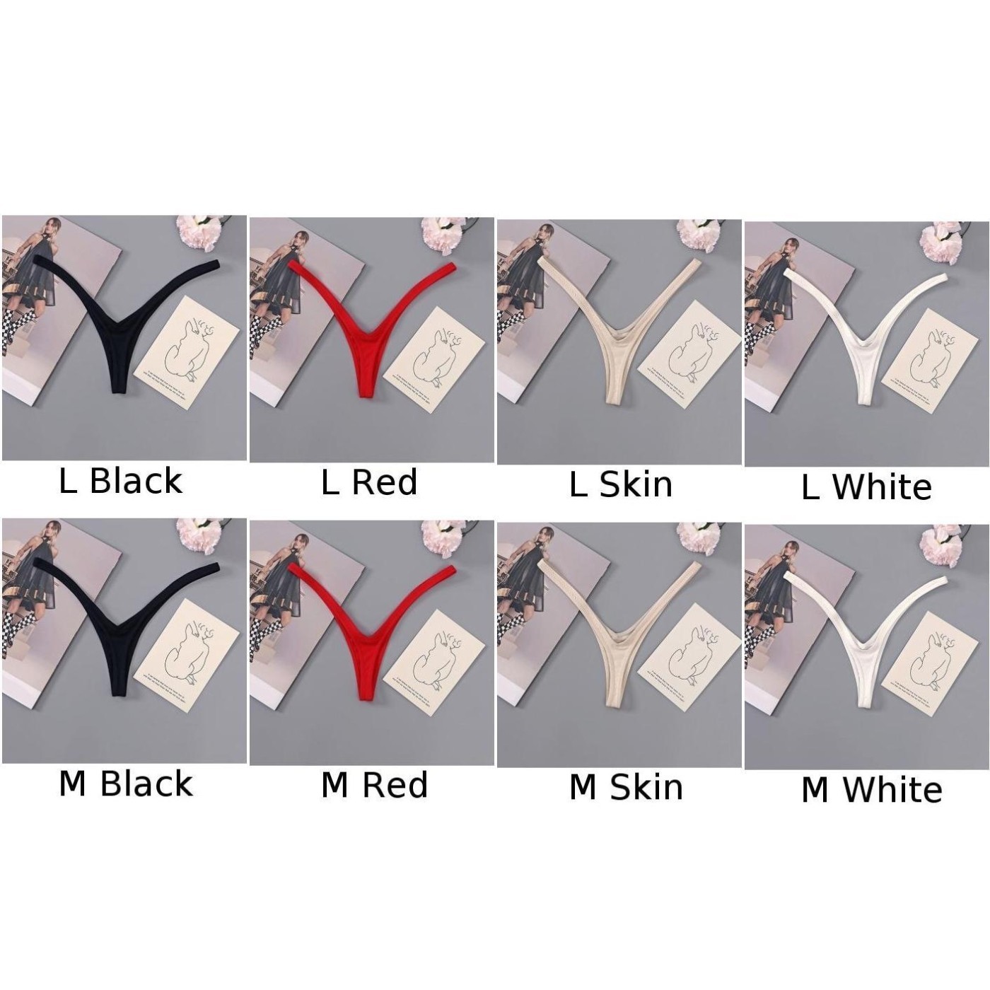 Women Thong Panties Thin Straps Panties Casual Style Cotton Fabric Quick-drying