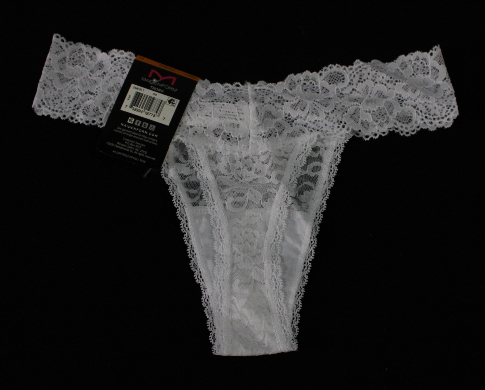 Maidenform Women’s Sexy Must Haves Lace Thong AC2 White Size: 5 (Small) NWT