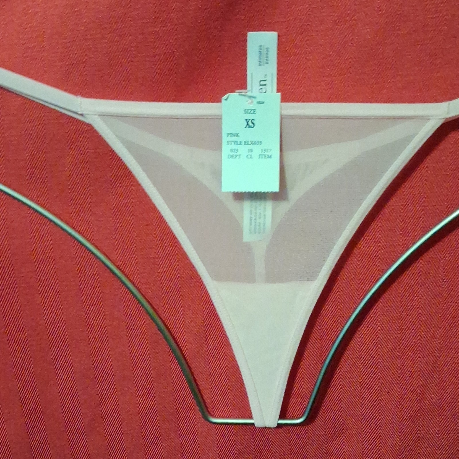 Auden Mesh Thong Panties Pink XS ELX633 Lightweight Breathable Stretch