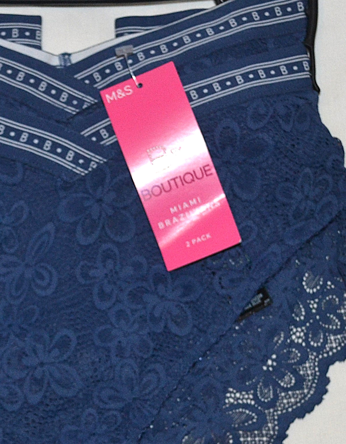 LADIES M&S BOUTIQUE 2 PACK CLEO MIAMI BRAZILIAN KNICKERS SIZE XL 20-22 DARK BLUE