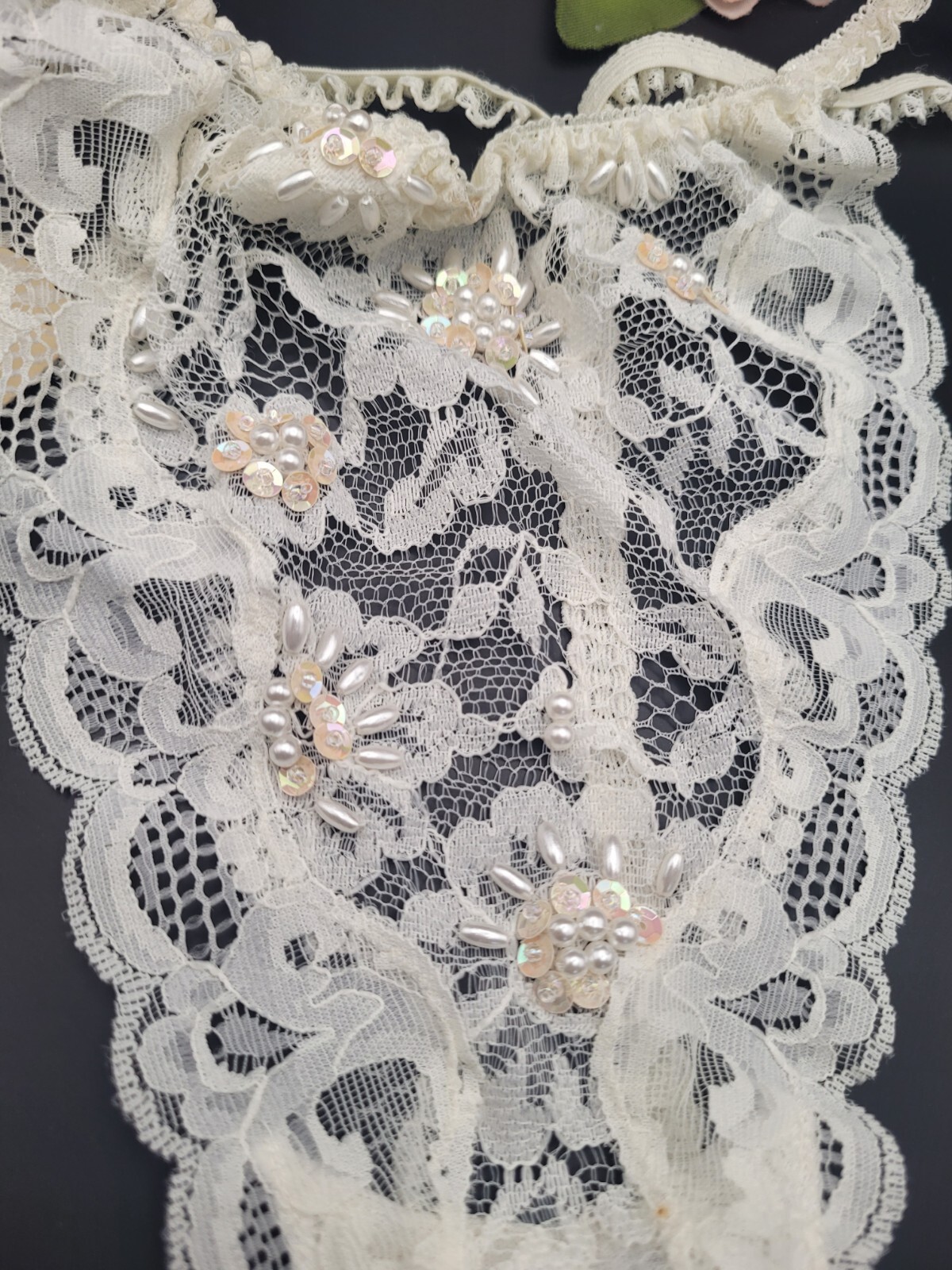 Vtg M/L Victoria’s Secret 80’s 90’s T-String / Thong Panties String Beaded Ivory