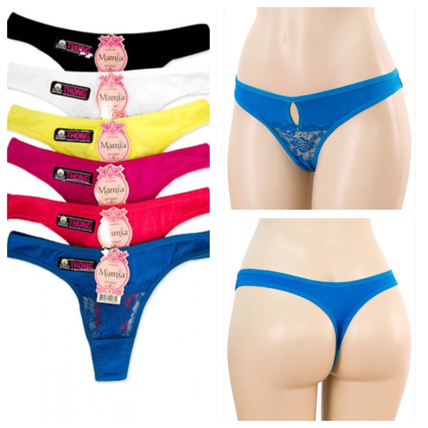 6pcs Mamia Women’s Sexy Lace Front Thongs S,M,L,XL