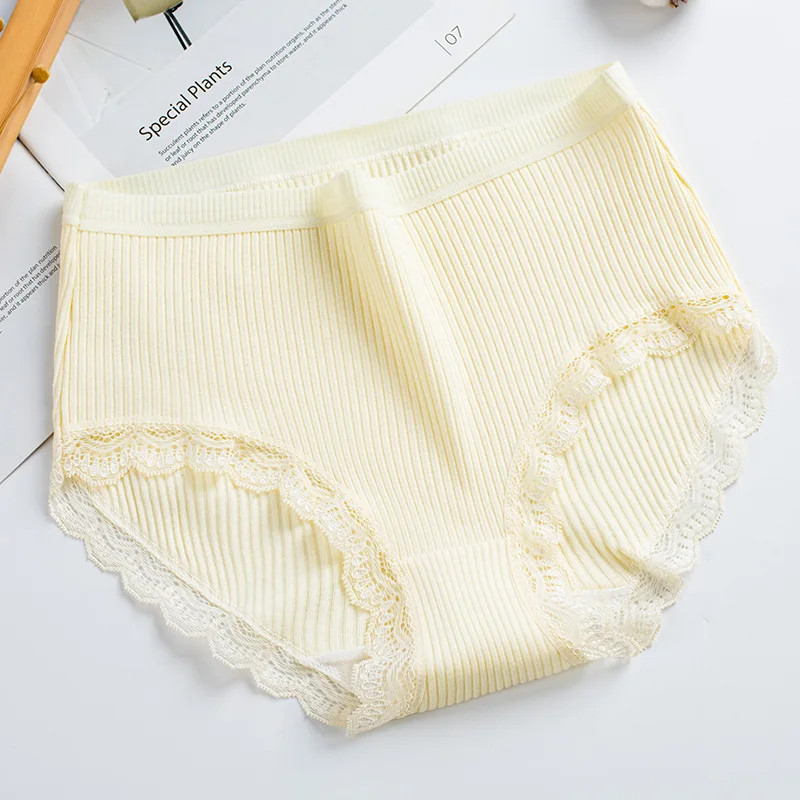 Lace Brief Panties High Waist Hip Lift Comfort Underwear Women Cotton Crotch