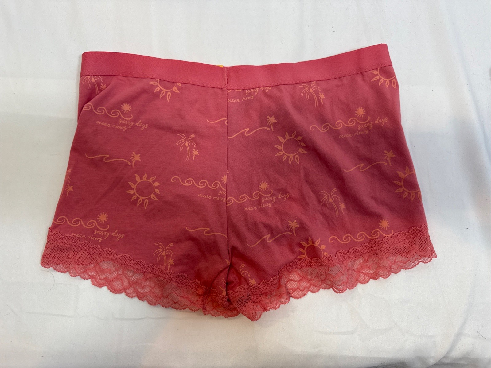 Auden Women’s Cotton Blend Shorts Underwear Lace Coral Low Rise Size XS (0-2)