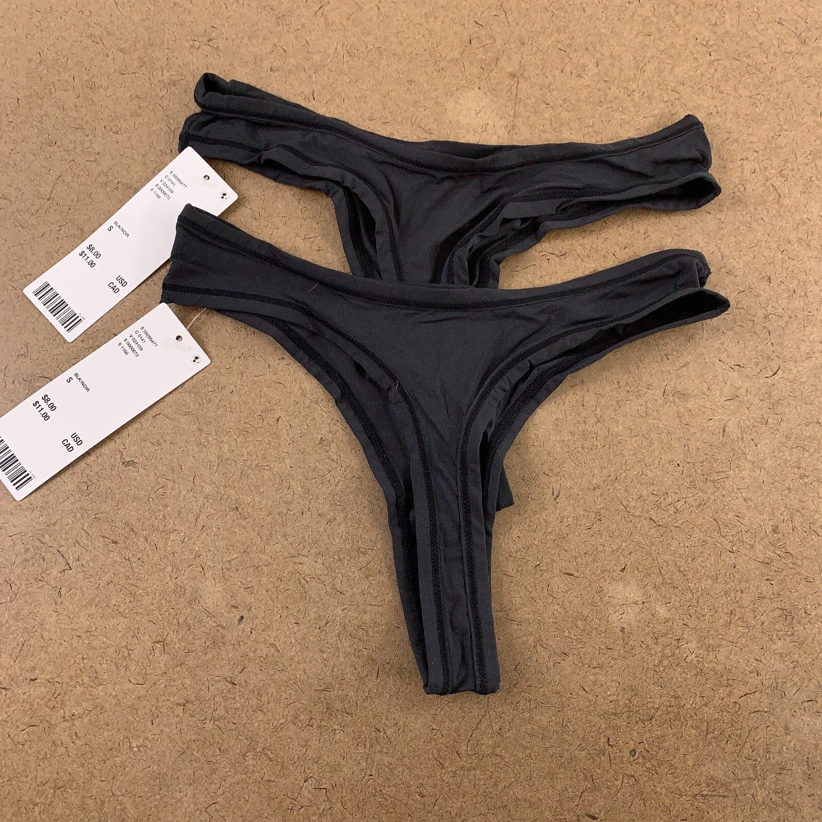Out From Under Women’s Size Small Black Naked Thong Panty 2 Pack NWT