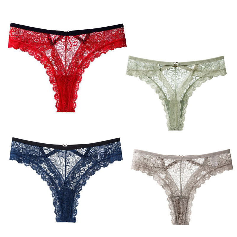 4 Pack Lot Sexy Womens Lace Panties Thongs G string Underwear Lingeries Briefs