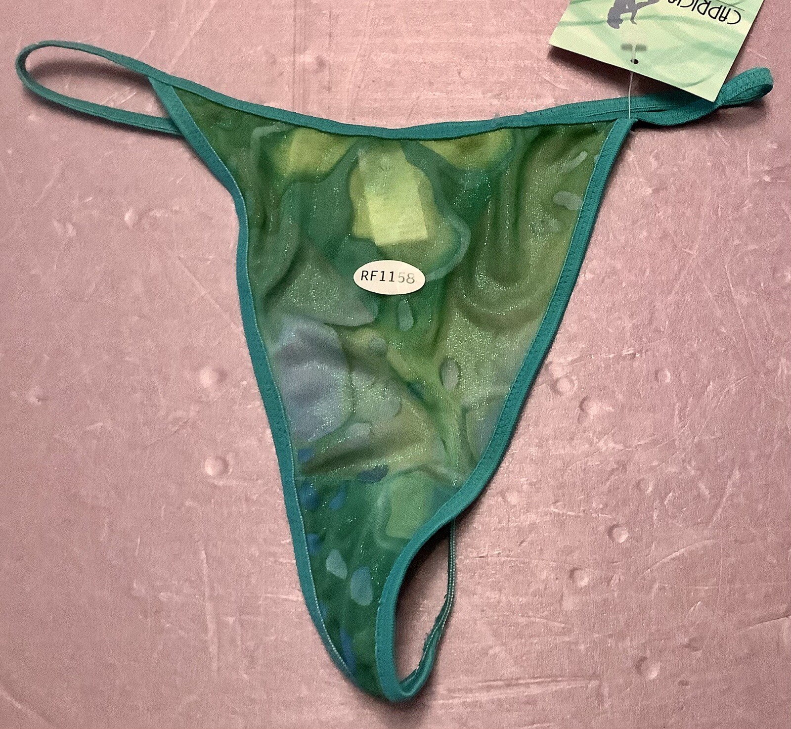 women panties string thongs CAPRICIA O’DARE Size M/6 green metallic sexy &comy
