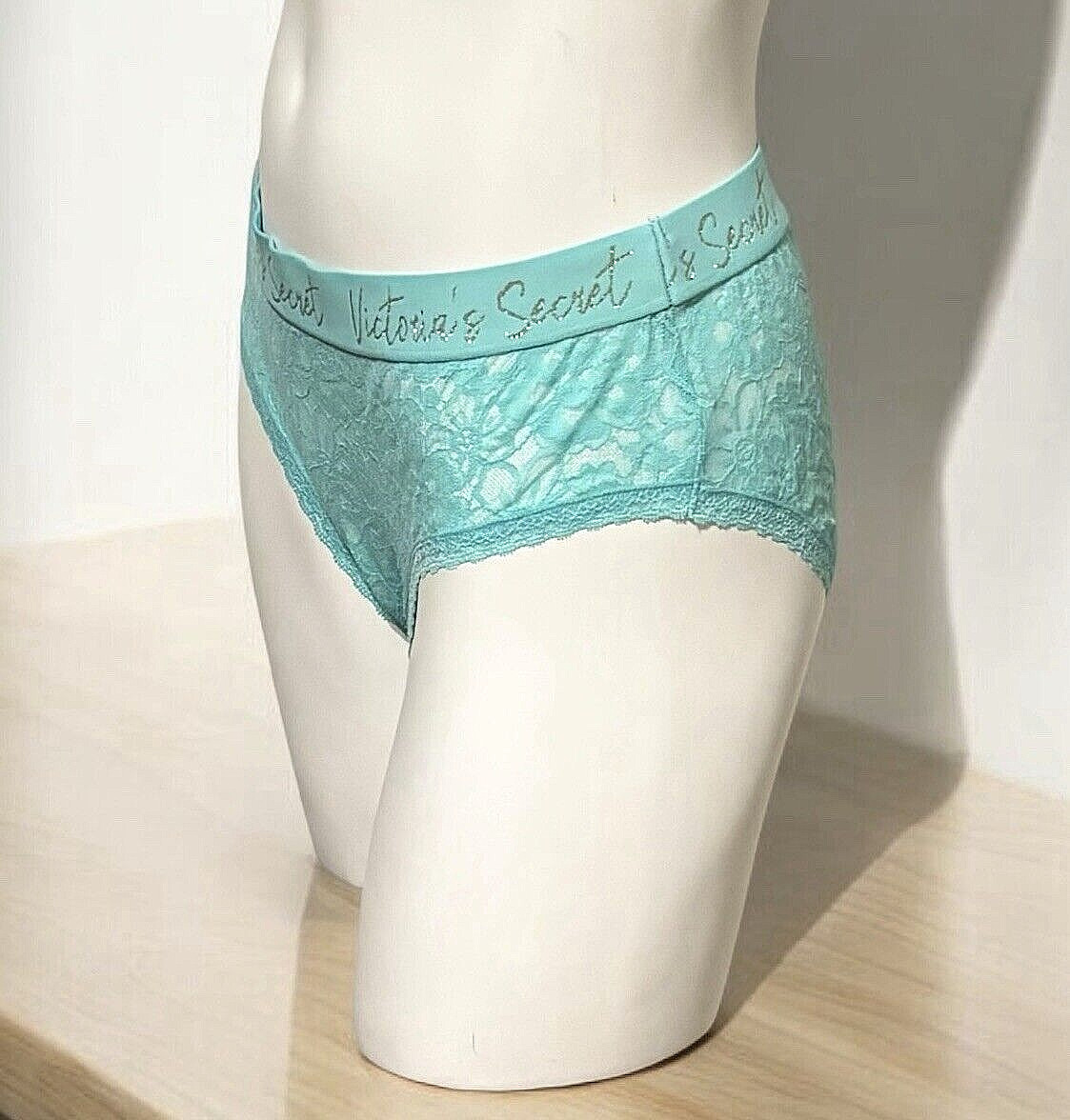 NWT WOMEN’S VICTORIA’S SECRET FLORAL LACE HIPHUGGER PANTY DARK MINT GREEN SZ XL