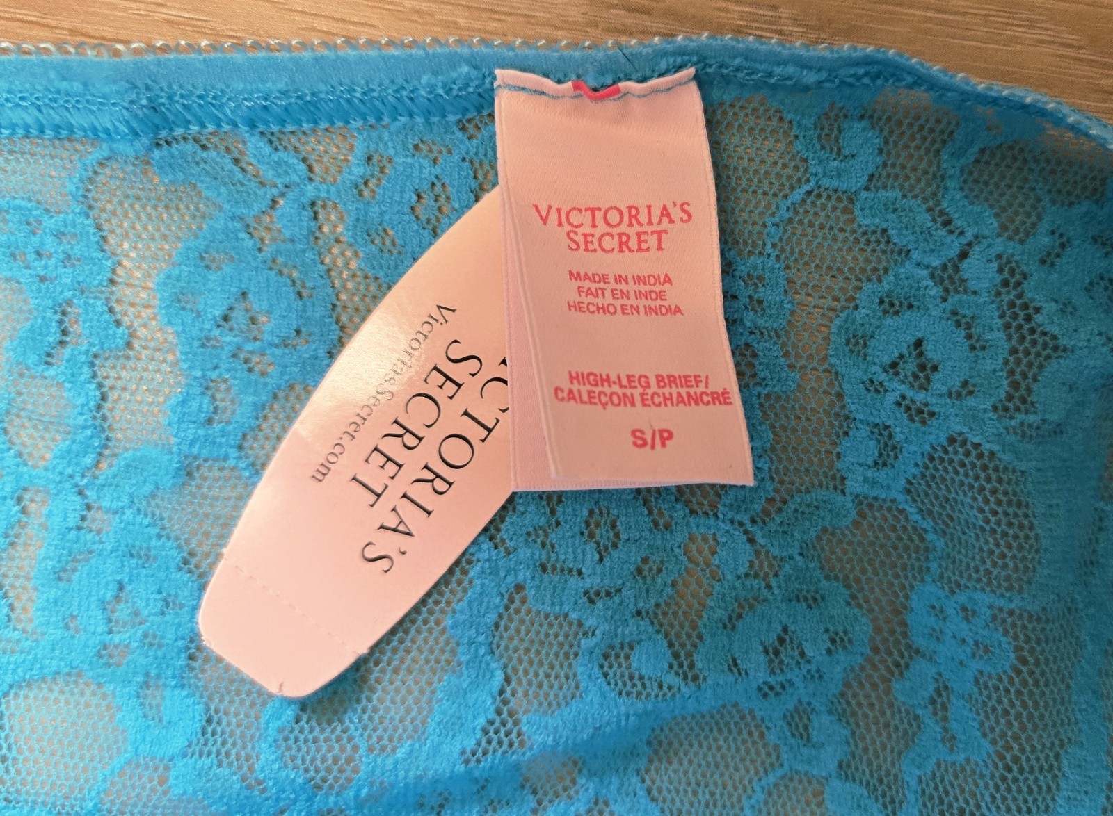 NWT Vintage Victoria’s Secret Teal Cotton Lace Back High-Leg Brief Panties S
