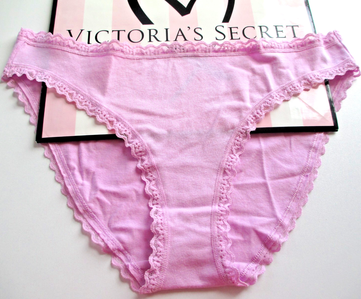 VICTORIA’S SECRET Cotton Bikini Panty S L XL Purple NWT Lace Trim VS