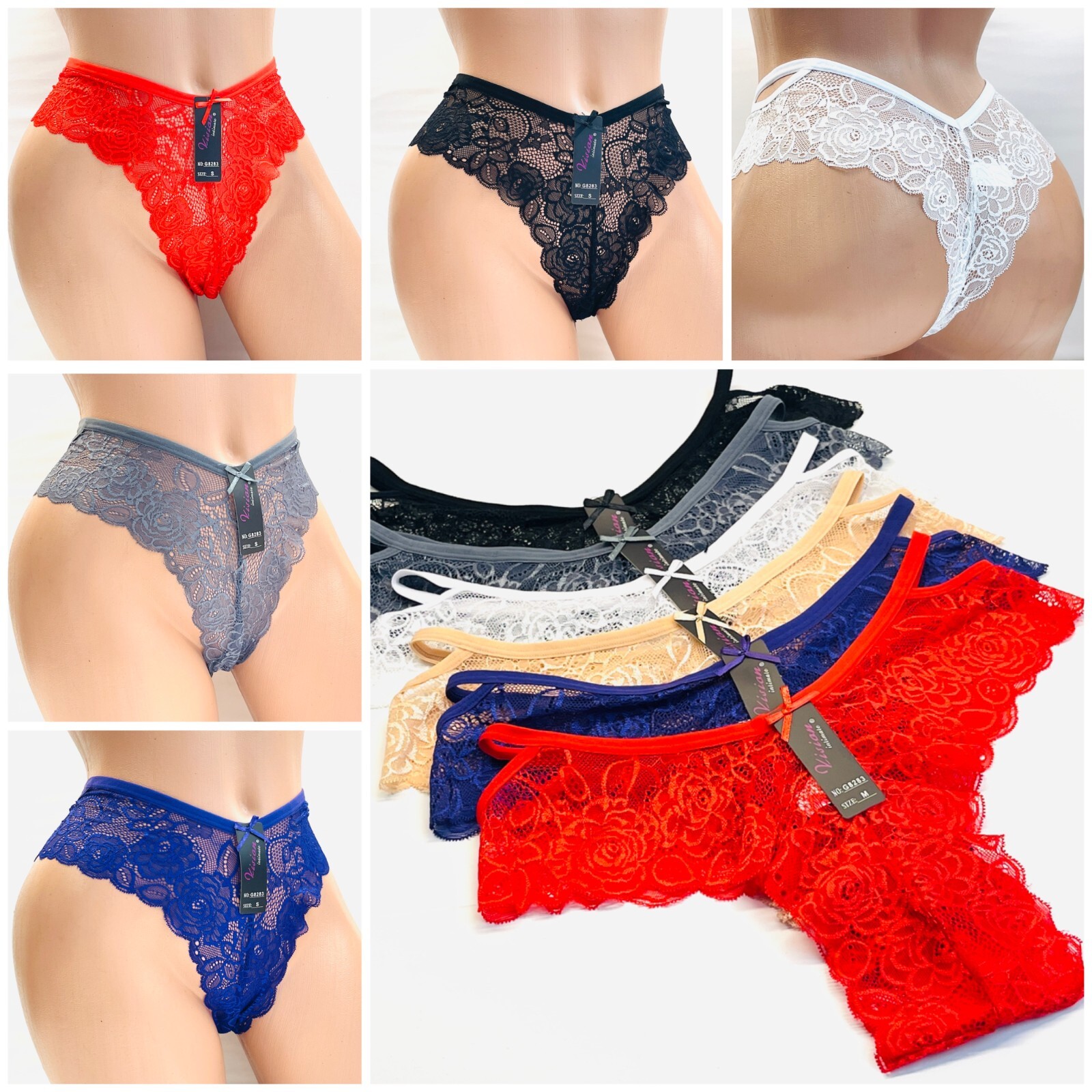 6/12 Women’s BIKINI CHEEKY LACE LONG LEG HIGH CUT PANTIES UNDIES BIKINI 283 S-XL
